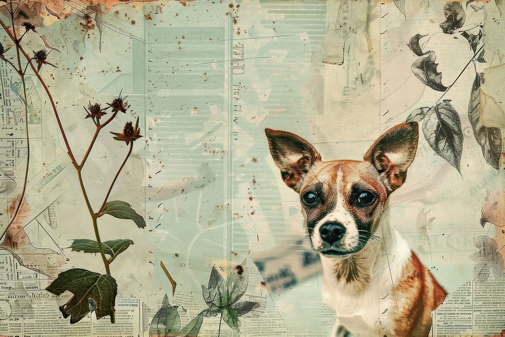 Cute dogs ephemera border chihuahua collage animal.