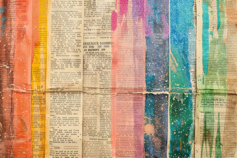 Rainbow glitter ephemera border newspaper backgrounds text.