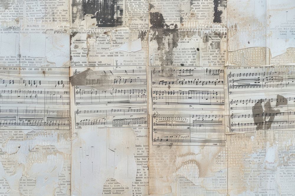 Music notes ephemera border backgrounds newspaper drawing.