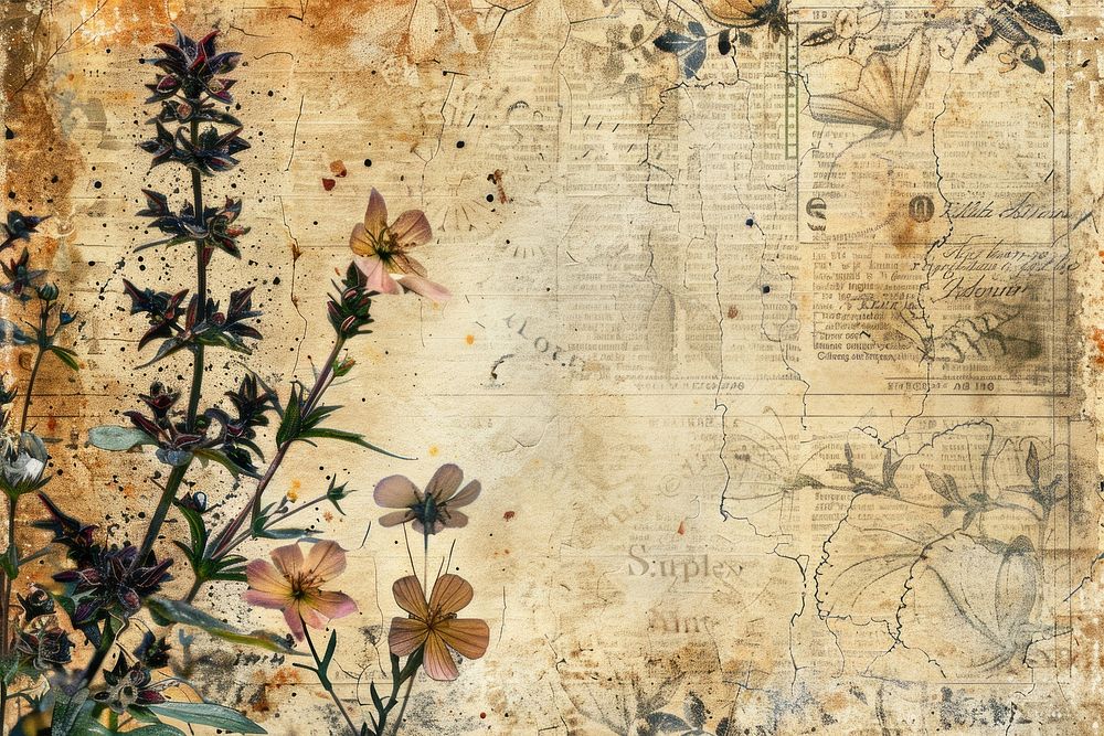 Treasure map ephemera border backgrounds texture flower.