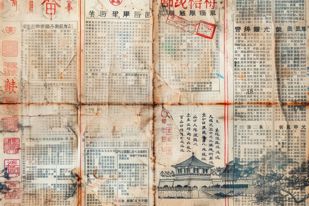 Beijing china ephemera border text backgrounds newspaper.