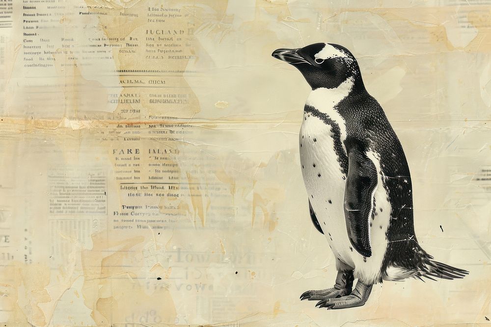 Cute penguin ephemera border drawing animal paper.