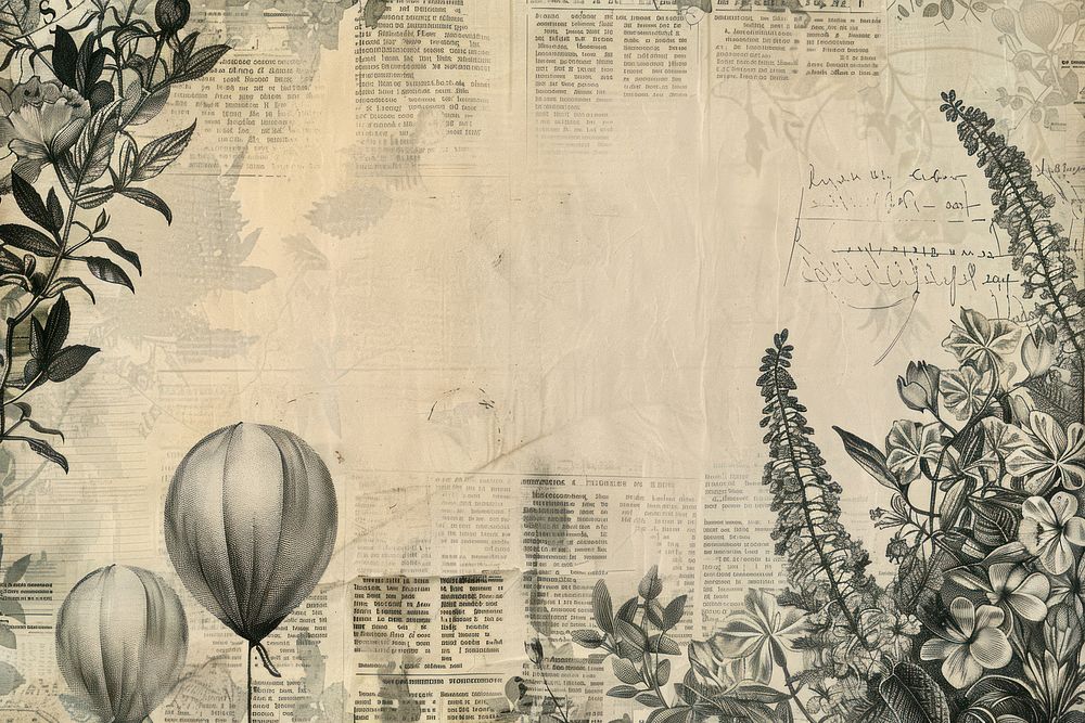 Balloons ephemera border backgrounds drawing plant.