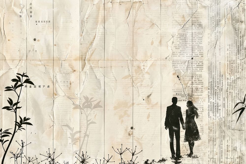 Couple holding hands ephemera border backgrounds drawing paper.