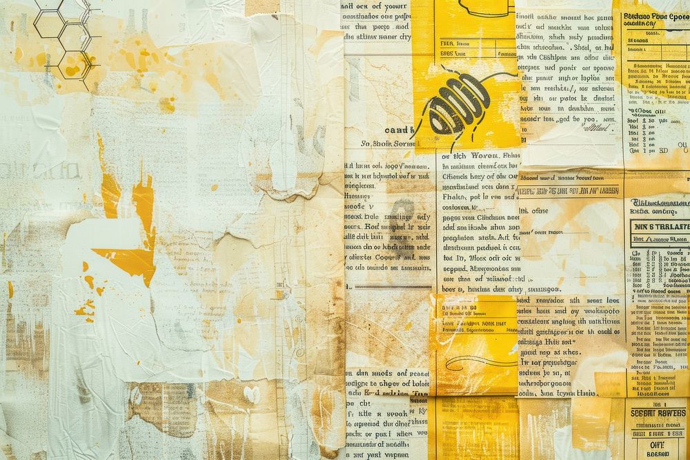 Honey comb ephemera border text backgrounds collage.