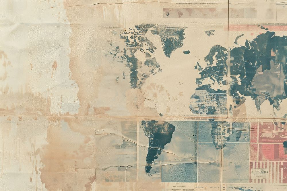 World map ephemera border backgrounds drawing paper.