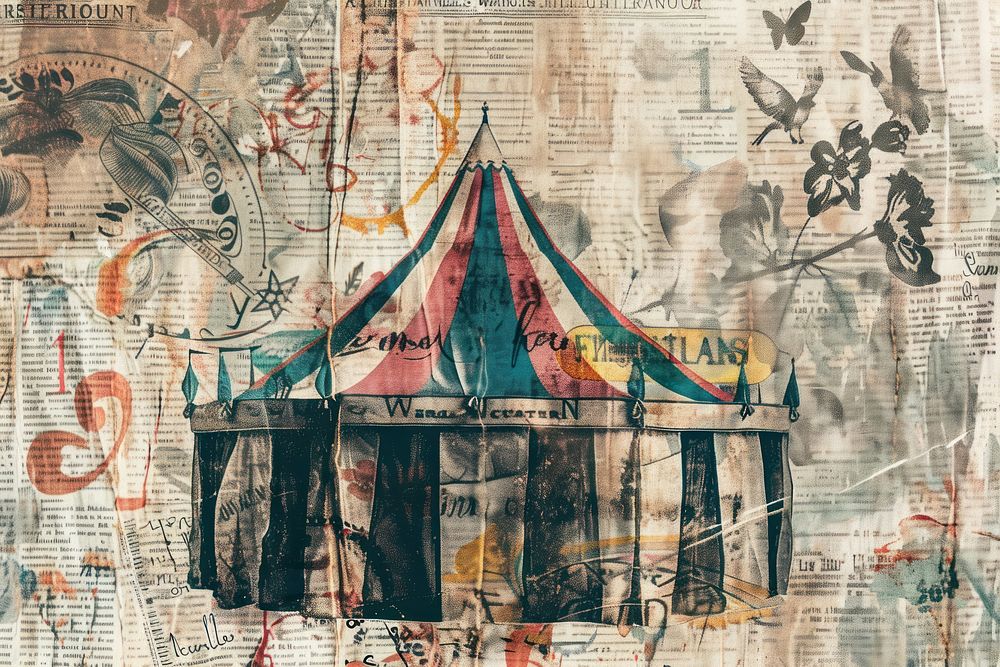 Circus tent ephemera border backgrounds painting paper.