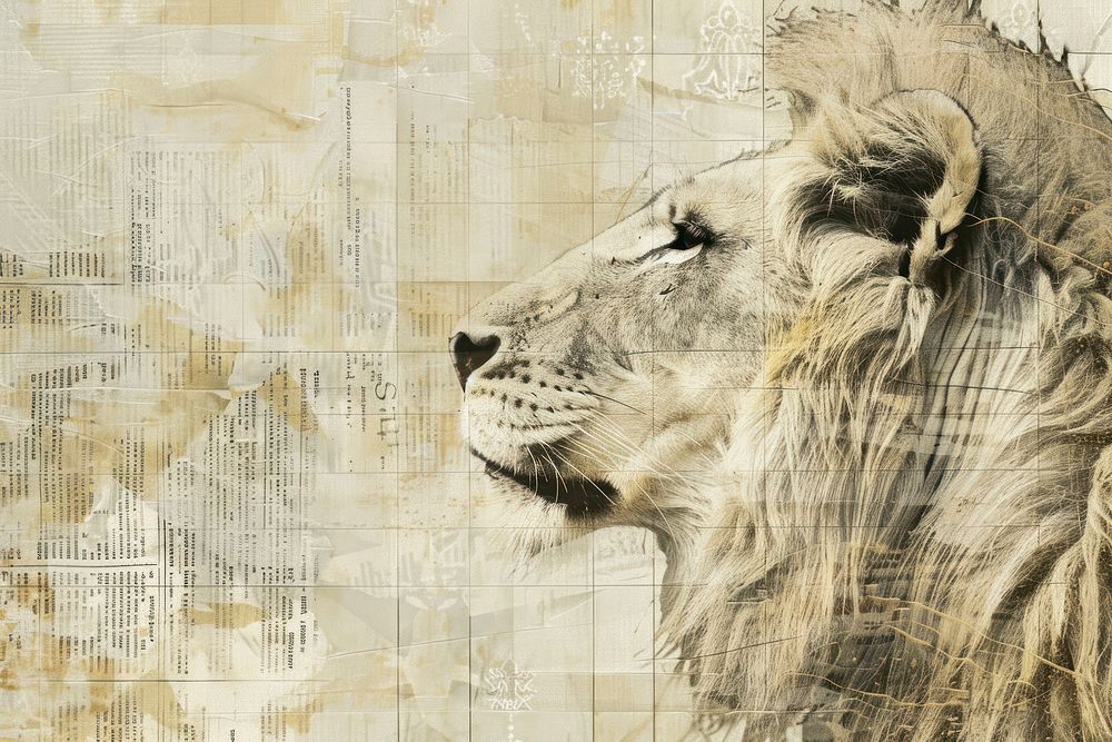 Lion roaring ephemera border backgrounds painting drawing.