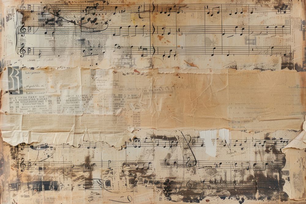 Music notes ephemera border backgrounds paper weathered.