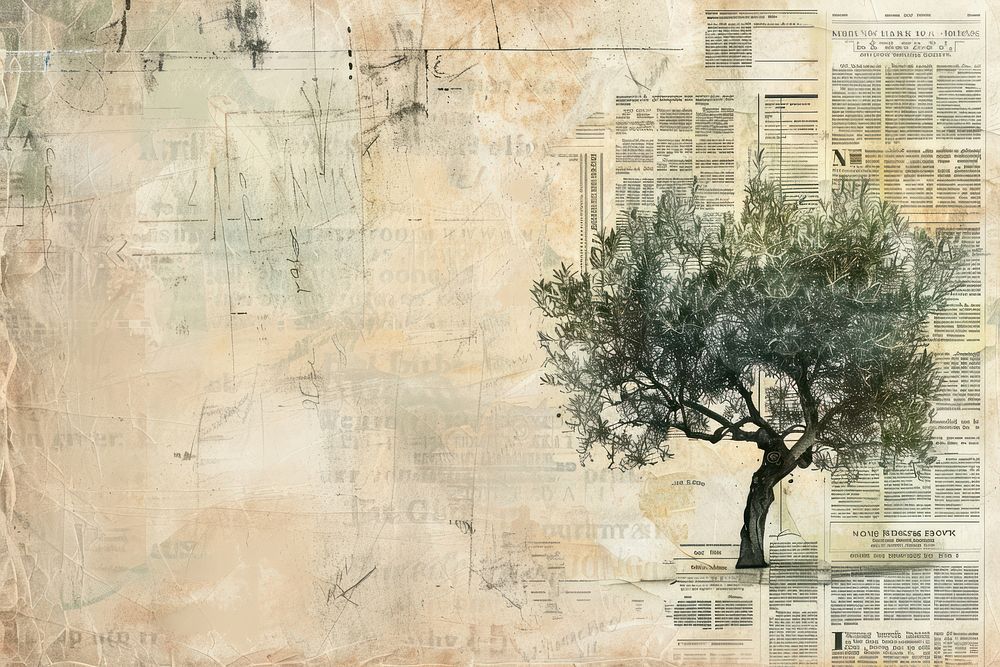 Olive tree ephemera border backgrounds newspaper drawing.