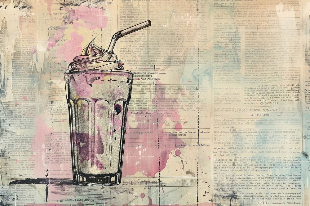 Vintage milkshakes ephemera border drawing drink paper.