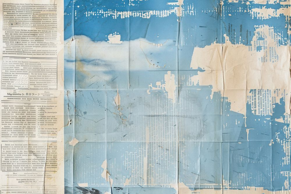 Blue sky ephemera border backgrounds newspaper text.