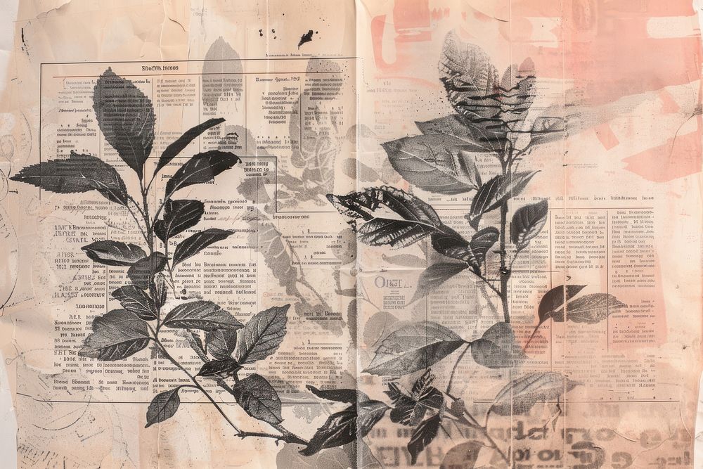 Plastic sugery ephemera border newspaper drawing plant.
