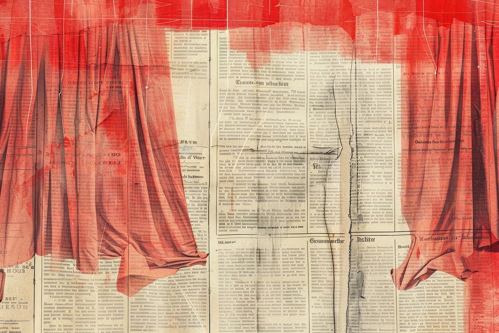 Red theatre curtain ephemera border newspaper text backgrounds.