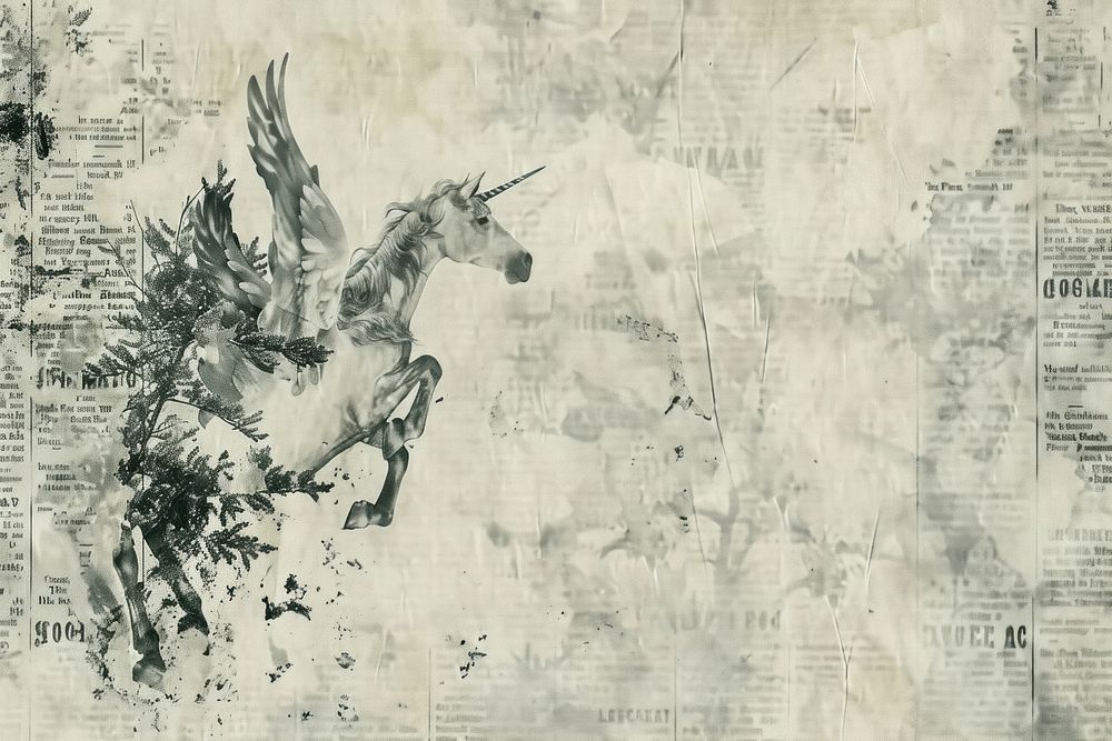 Unicorns flying ephemera border backgrounds drawing animal.