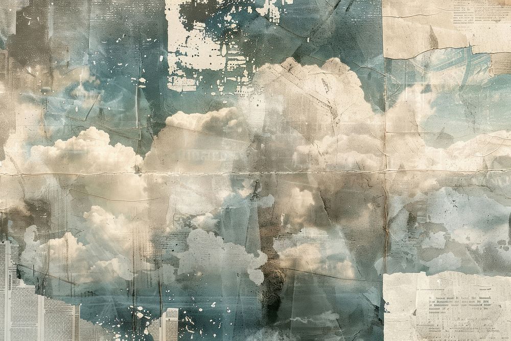 Clouds ephemera border backgrounds collage paper.