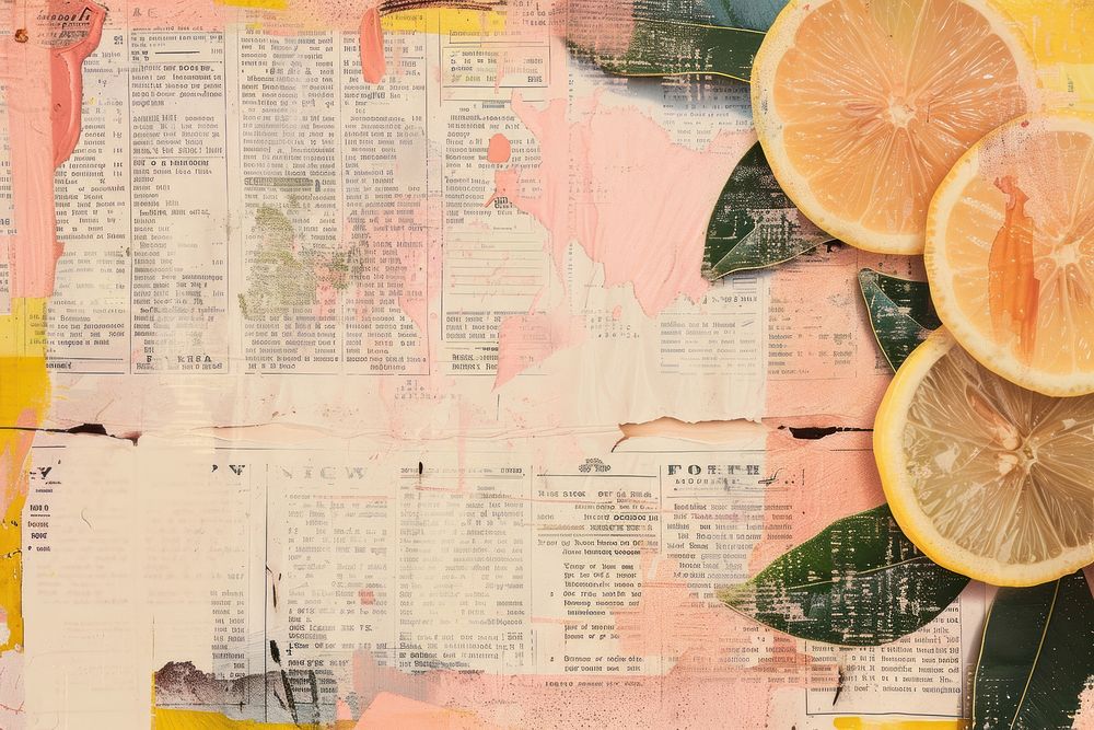 Pink lemonade ephemera border text backgrounds collage.