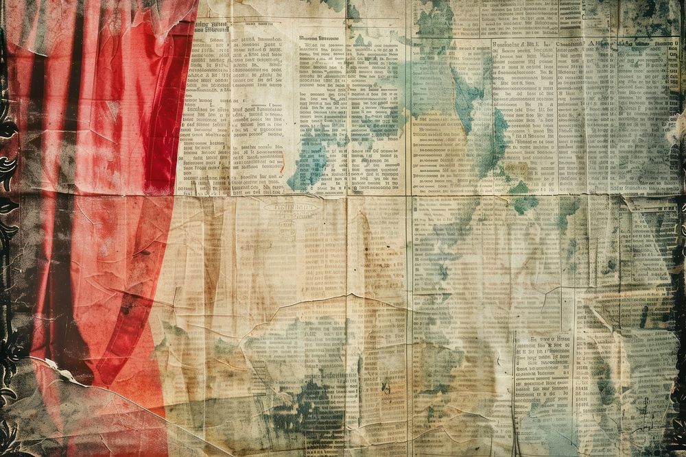 Red theatre curtain ephemera border backgrounds newspaper texture.