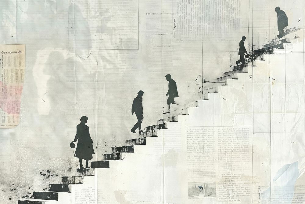 People walking up steps to heaven ephemera border architecture backgrounds staircase.