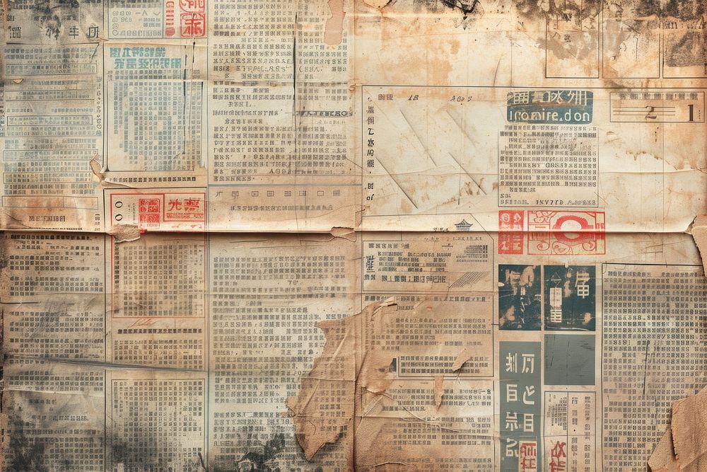 Beijing china ephemera border newspaper text backgrounds.