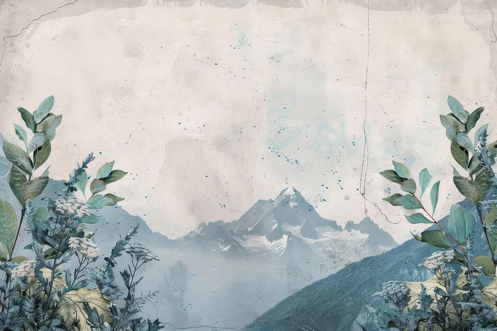 Mountain peaks ephemera border backgrounds outdoors painting.