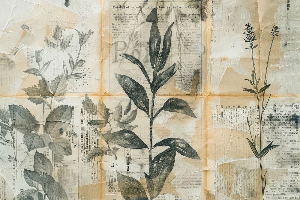 Old photographs ephemera border herbs backgrounds drawing.