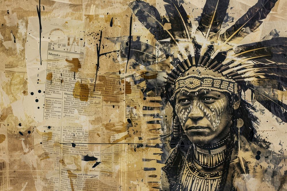 Native american close up ephemera border backgrounds painting drawing.