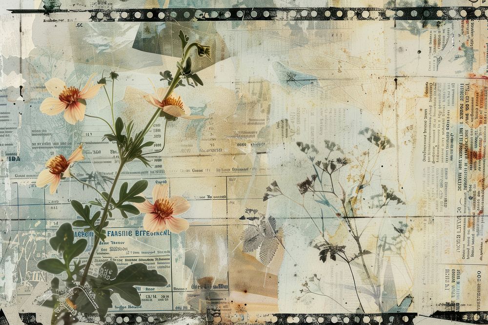Movie reel ephemera border backgrounds collage flower.