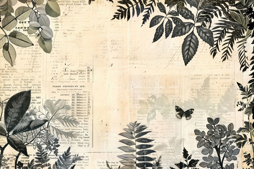 Tropical jungle ephemera border backgrounds pattern collage.