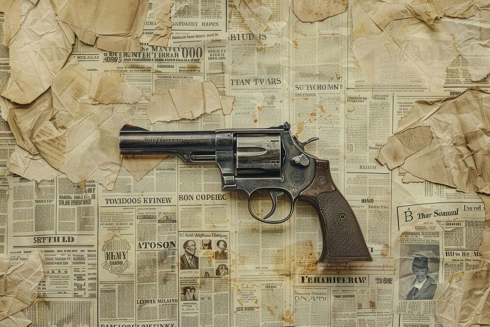 Guns ephemera border handgun weapon paper.