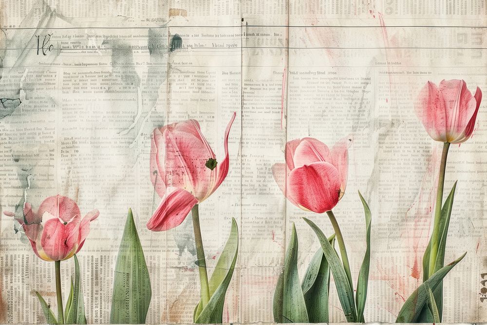 Tulips ephemera border backgrounds painting drawing.