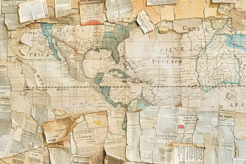 America frontier map ephemera border backgrounds paper text.
