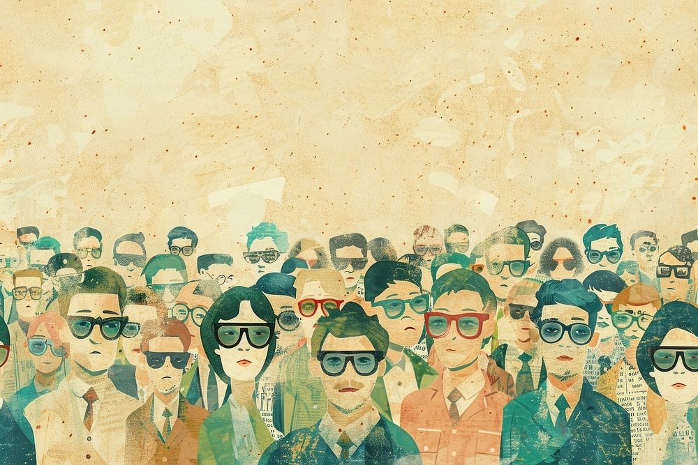 People 3d glasses crowd ephemera border backgrounds sunglasses adult.