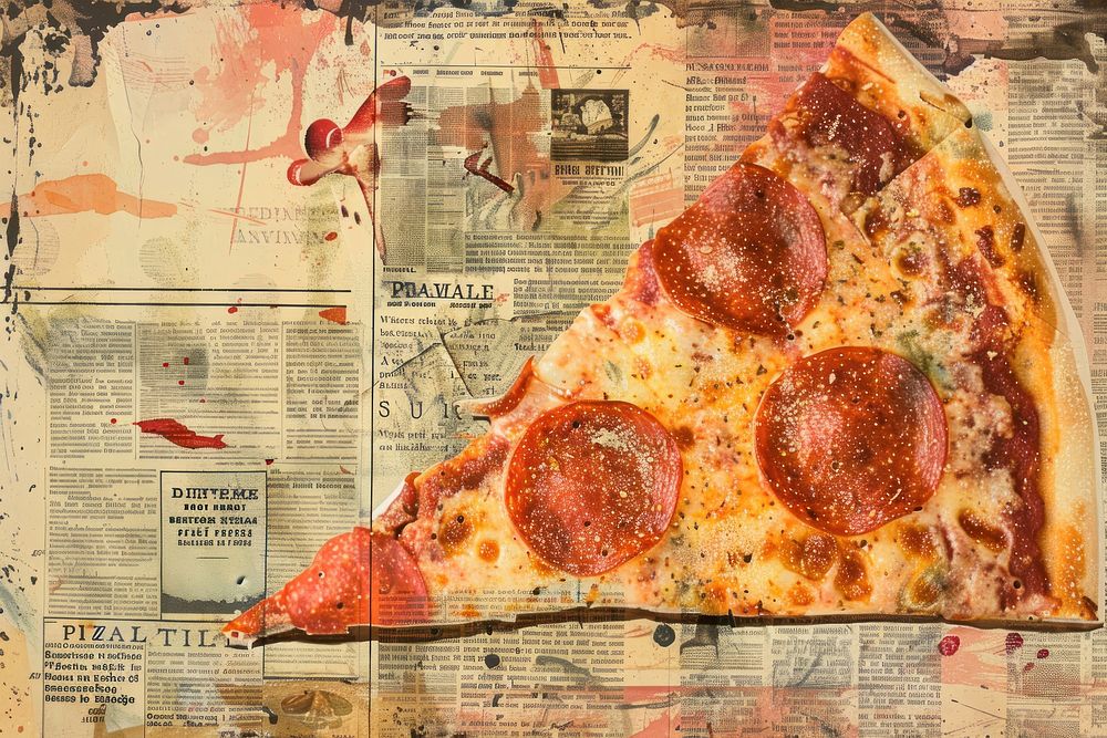 Pizza ephemera border text paper food.