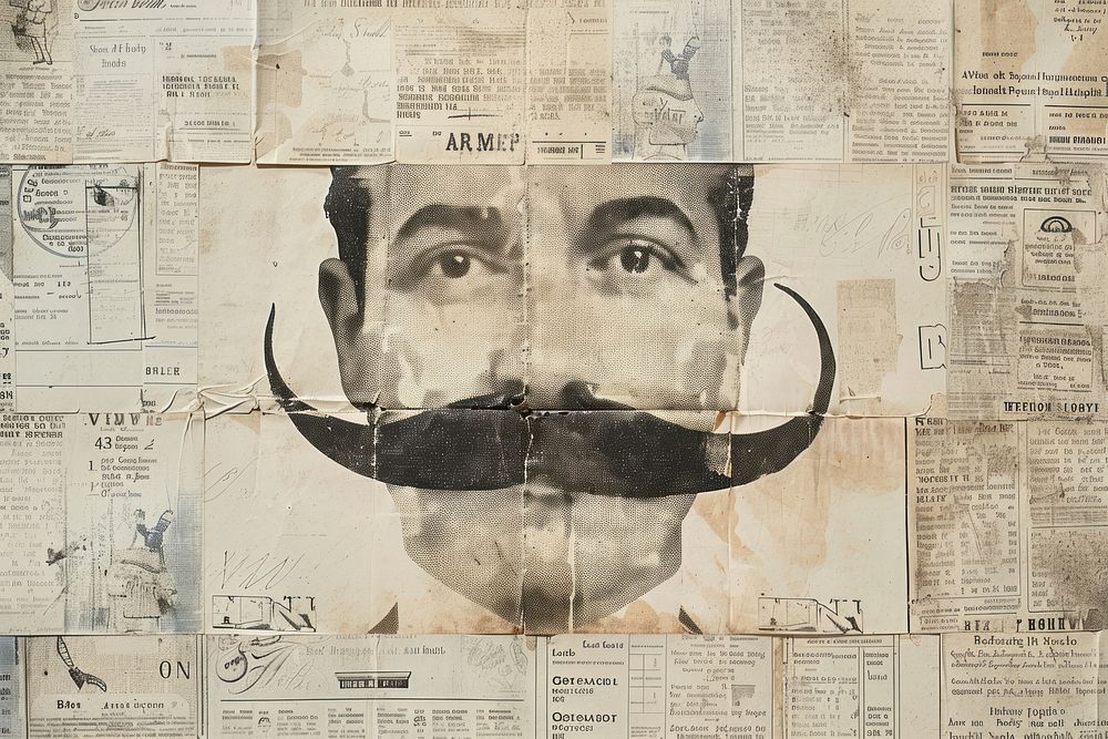 Close up victorian man moustache ephemera border newspaper drawing adult.