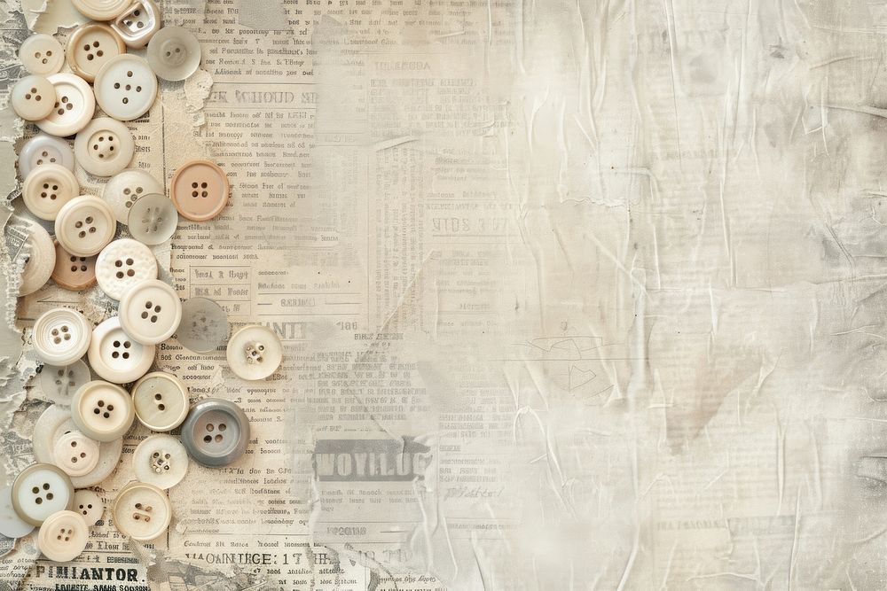 Old buttons ephemera border backgrounds paper text.