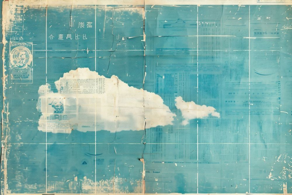 Blue sky single cloud ephemera border backgrounds paper art.