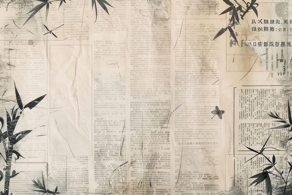 Bamboo ephemera border text backgrounds newspaper.