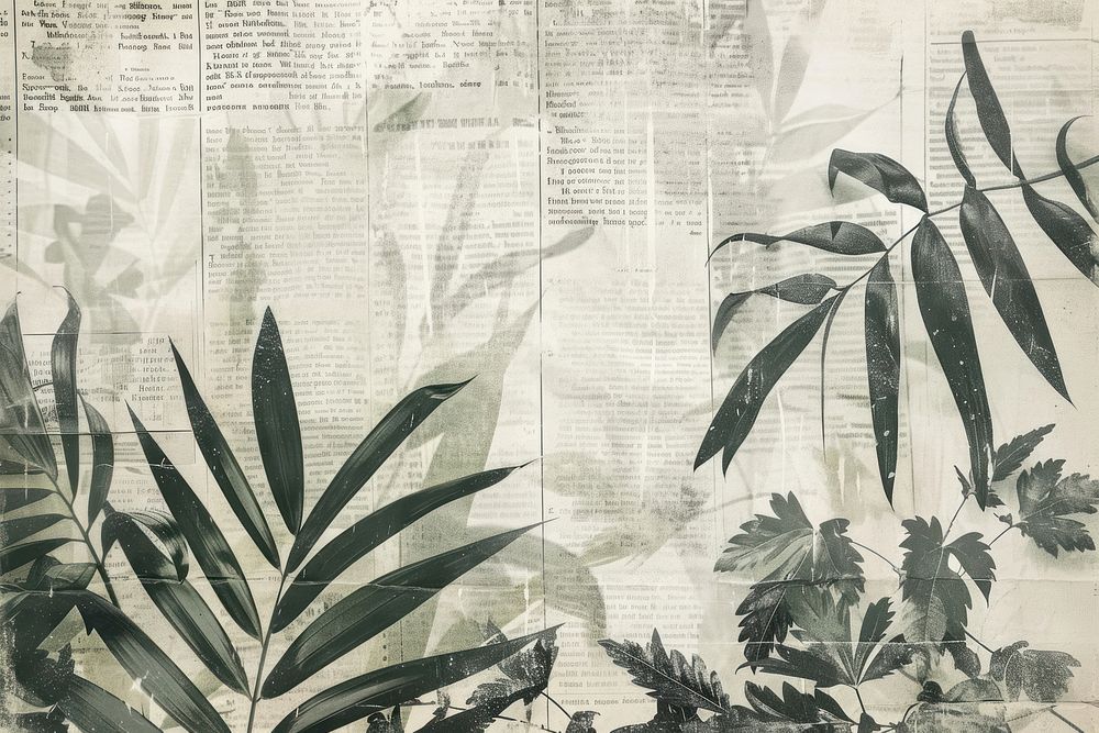 Tropical jungle ephemera border newspaper backgrounds drawing.