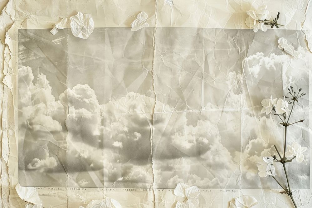 Clouds ephemera border backgrounds paper plant.