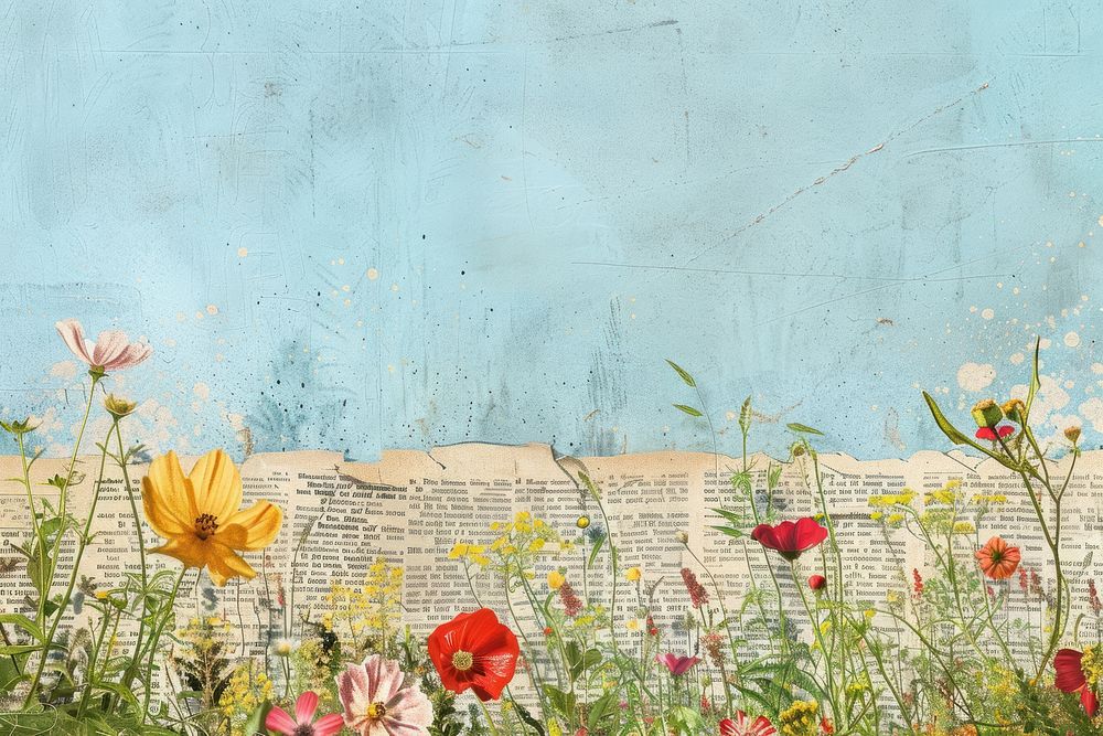 Spring meadow ephemera border backgrounds outdoors painting.