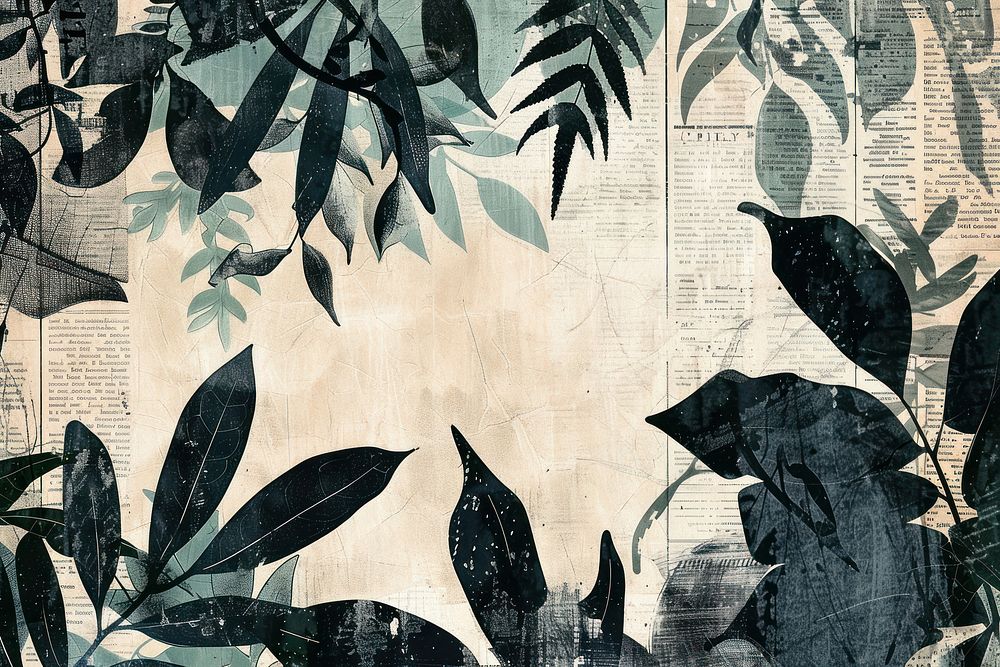 Cartoon jungle ephemera border backgrounds collage plant.