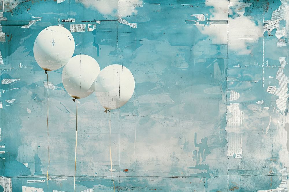 Pastel ballons blue sky ephemera border backgrounds painting balloon.