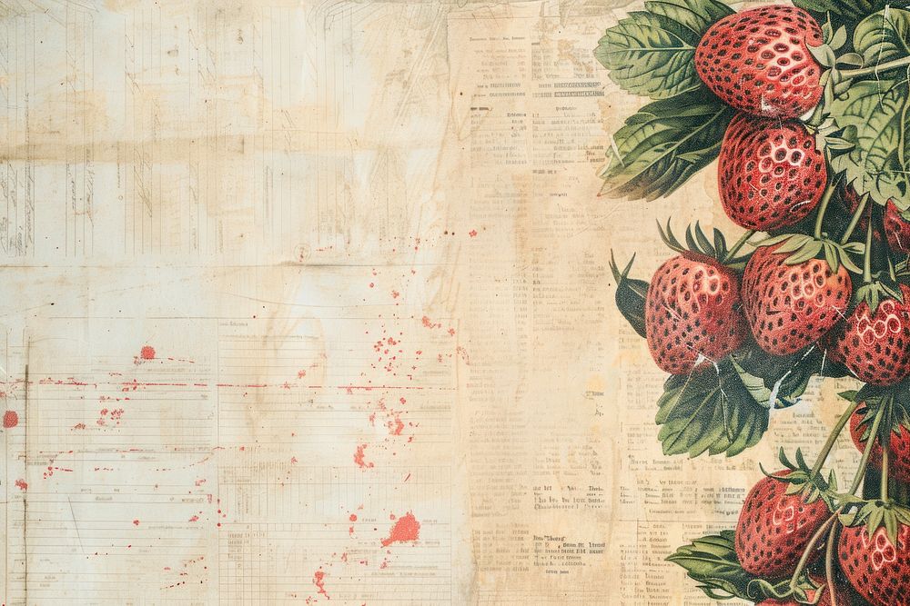 Strawberries ephemera border backgrounds strawberry | Free Photo ...