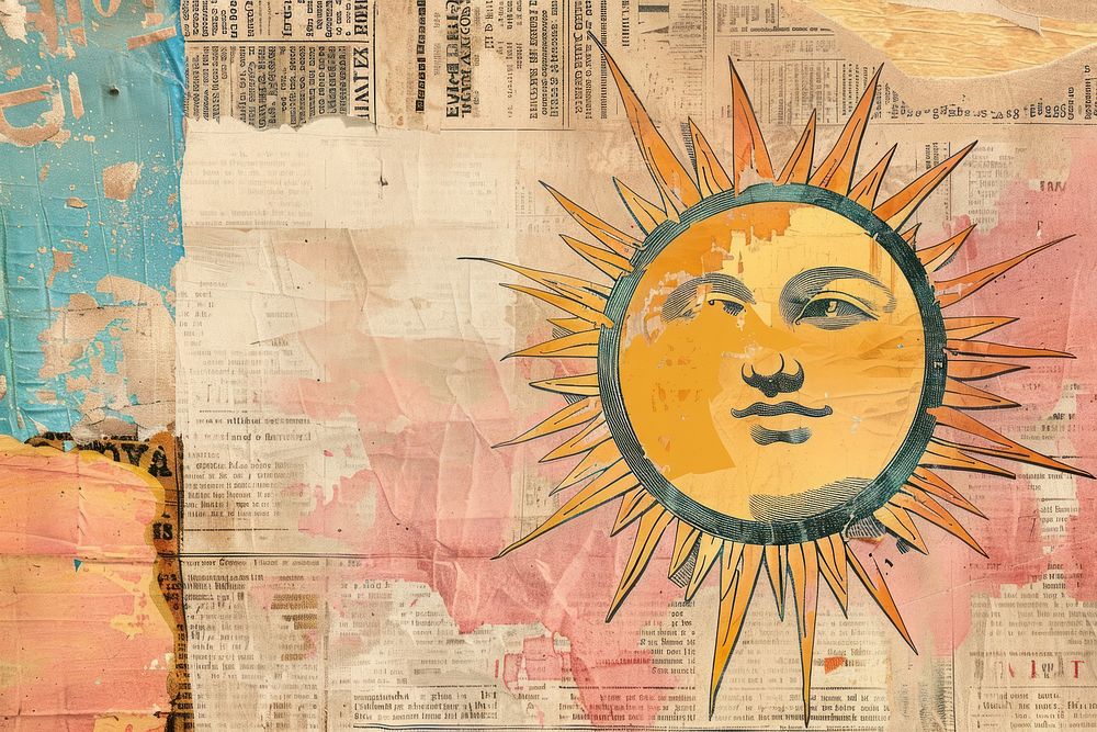 Sun ephemera border backgrounds newspaper painting.