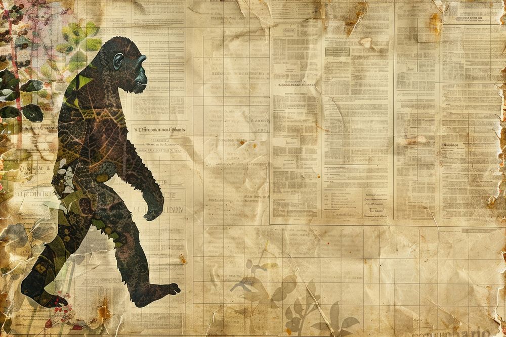 Ape man evolution walking ephemera border backgrounds paper text.