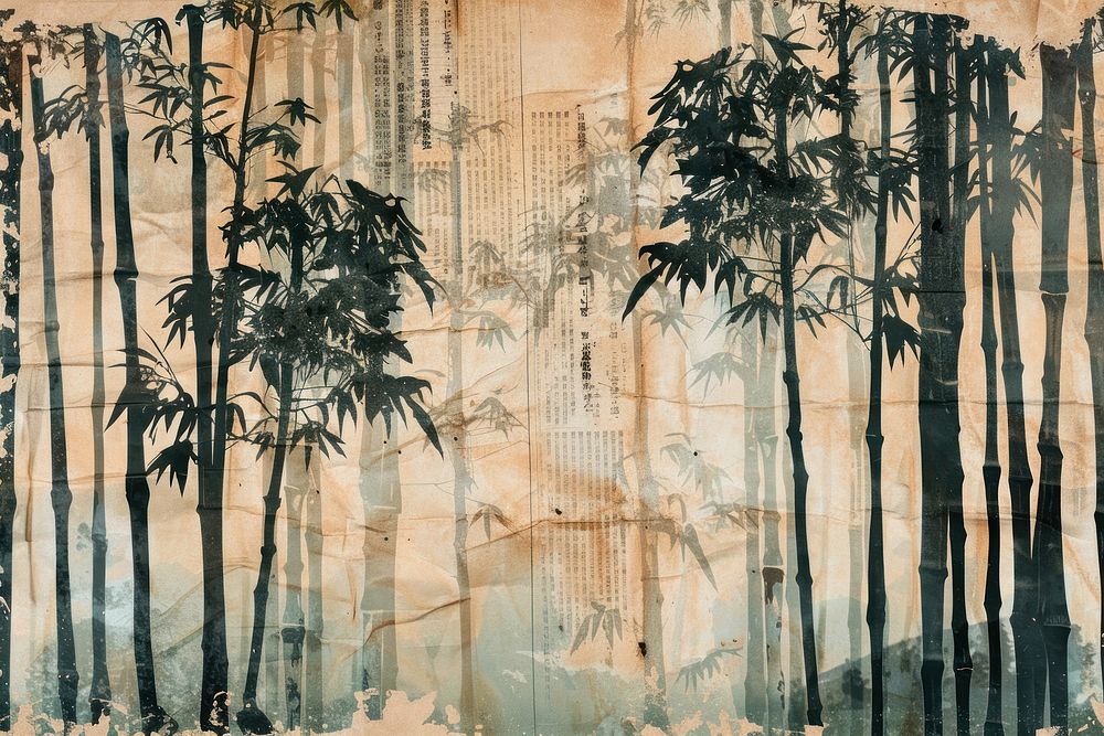 Bamboo forest ephemera border backgrounds painting plant.