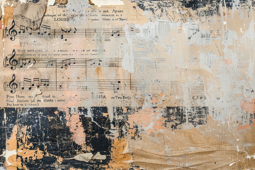 Music notes ephemera border backgrounds texture paper.