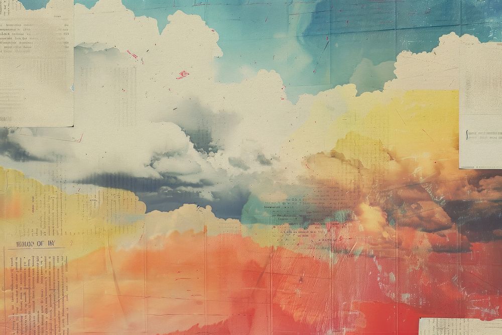 Rainbow clouds ephemera border backgrounds painting paper.