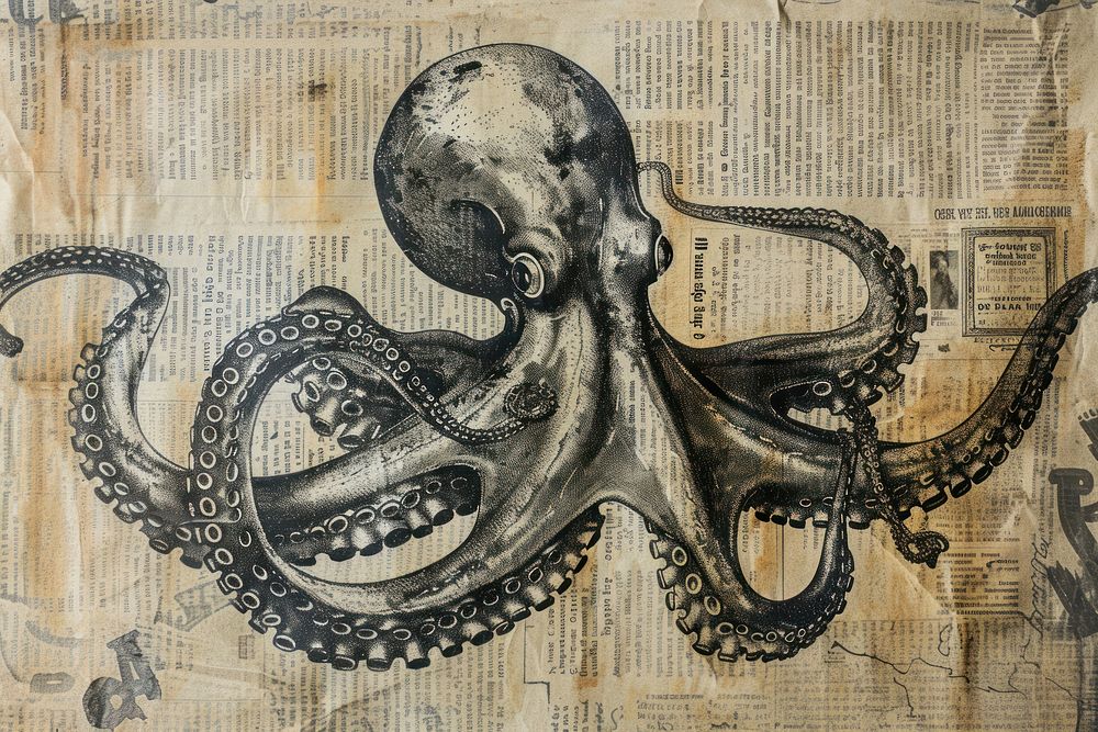 Octupus ephemera border octopus drawing animal.